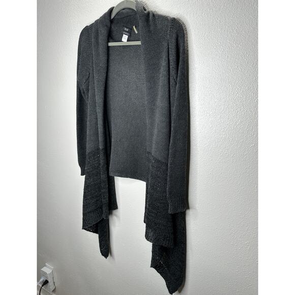 9/15 Saks 5th Ave Dark Gray Waterfall Front Cardigan with Sequins Large - Picture 4 of 16